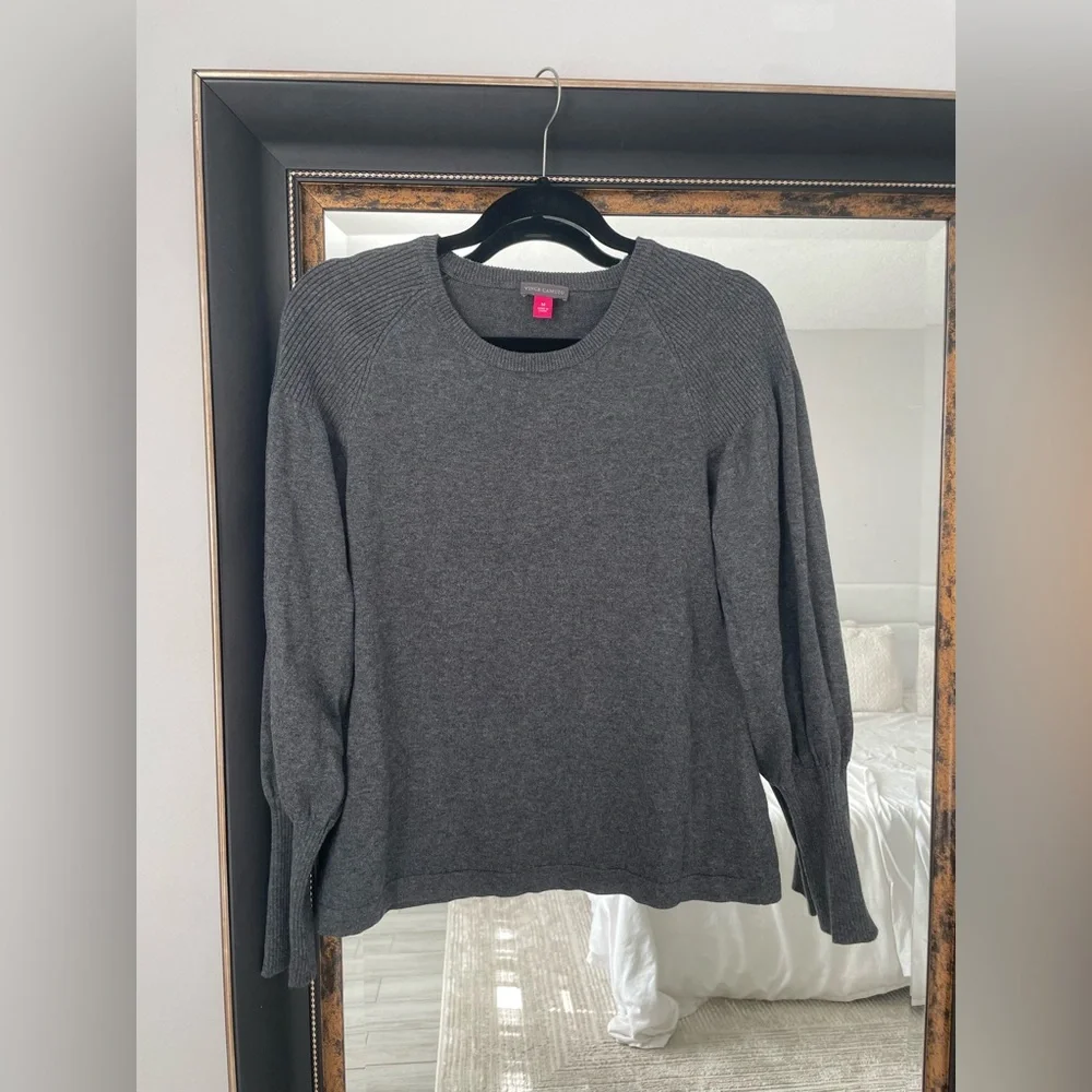 Vince Camuto Dark Charcoal Gray Crew Neck Sweater - Picture 2 of 3